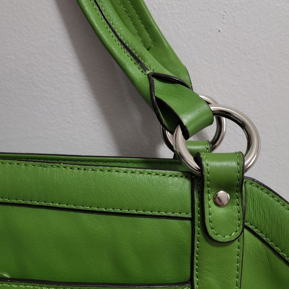 Talbots Vintage Genuine Leather Green Handbag Purse - Picture 4 of 8